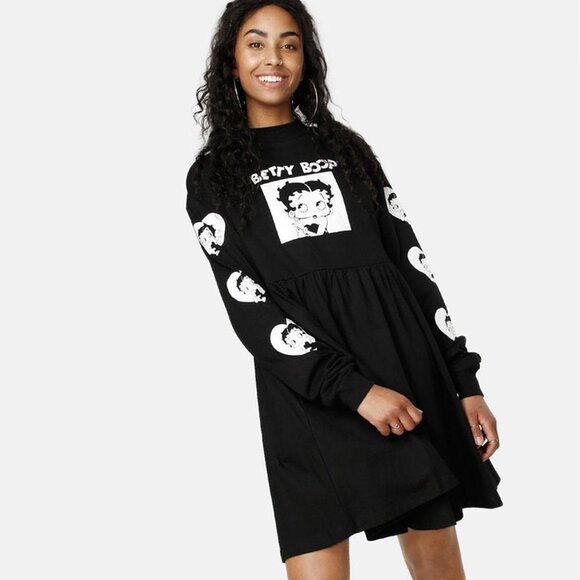 Lazy Oaf Betty Boop Midi Dress Black Medium - Picture 1 of 6